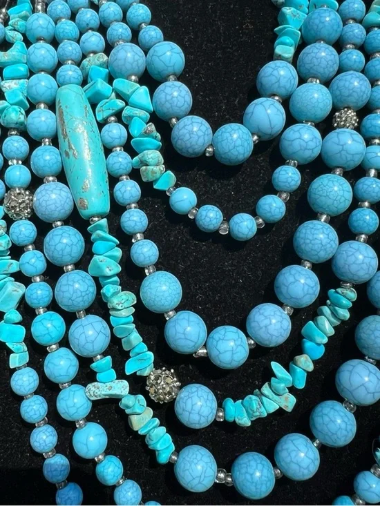 CHICOS Multi-Strand Turquoise Beaded Statement Necklace - Picture 3 of 4